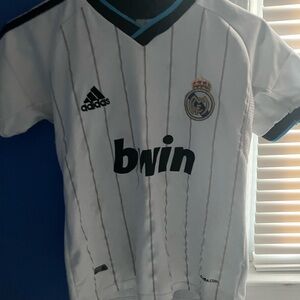 adidas Kids White and Black Soccer Jersey